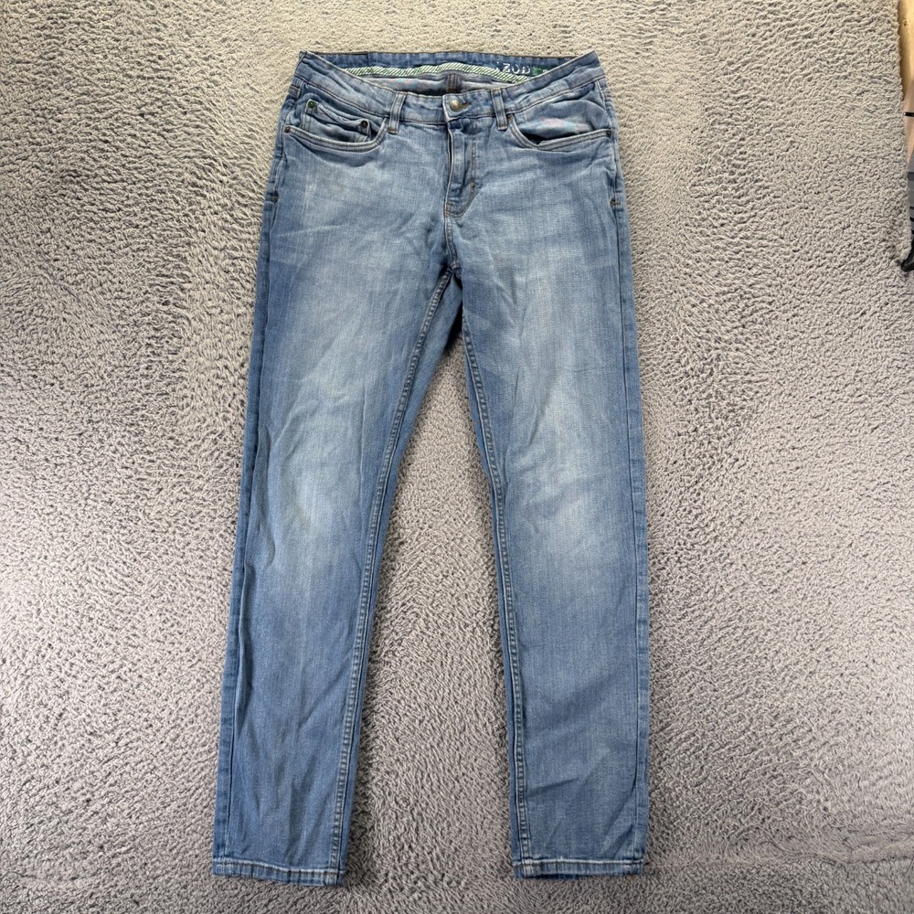 Izod Jeans Mens 32x30 Blue Cotton Denim Straight Slim Fit Faded Workwear Stretch